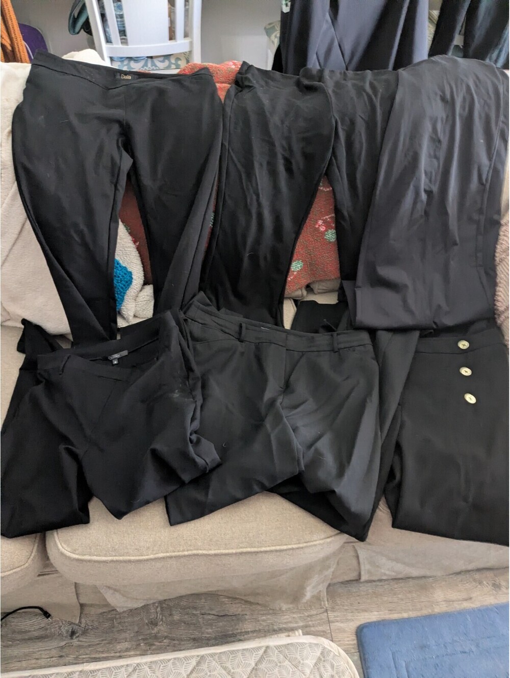 6 Pairs Women's Black Work Dress Pants Quince, Chicos, Old Navy, Nine West, More